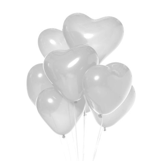 Hjärtballonger Vita 6-pack
