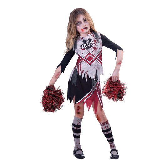 Zombie Cheerleader Svart/Röd Barn Maskeraddräkt