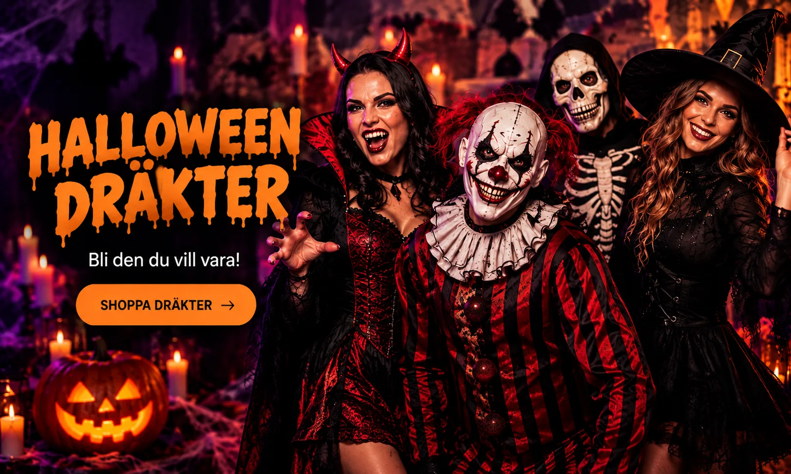 Halloweendräkter hos Partykungen